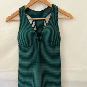 FFIT Apparel Blue/Green Striped Sports Bra.  Size S